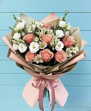 Букет цветов из:  Розы, Альстромерии и Лизиантусы в Баргузине