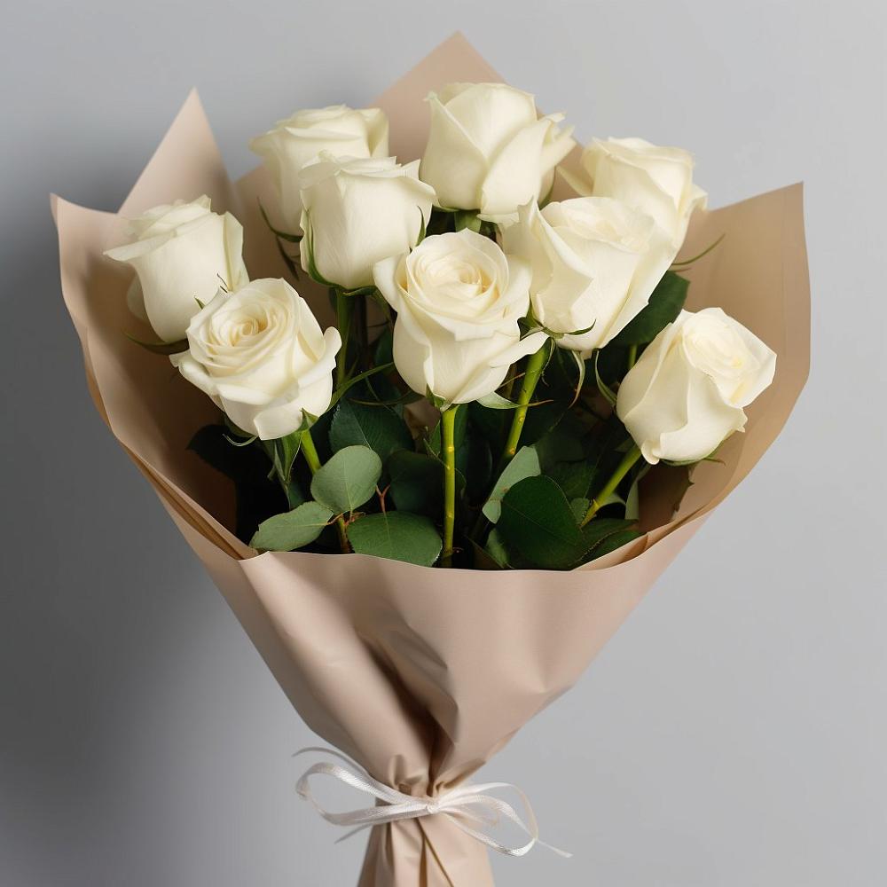 Букет 9 Белых роз Эдлесс Лав в Баргузине