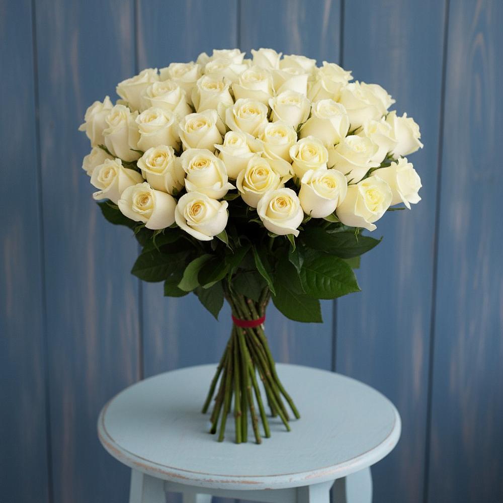 Букет 51 Белая роза Эдлесс Лав в Баргузине