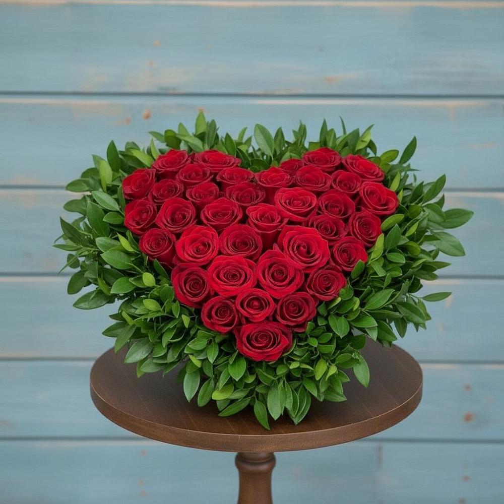 Цветочная композиция из Розы в виде сердца в Баргузине