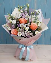 Букет цветов из:  Лизиантусы, Розы, Альстромерии и Гипсофила #REPLACE_PRED# Баргузине