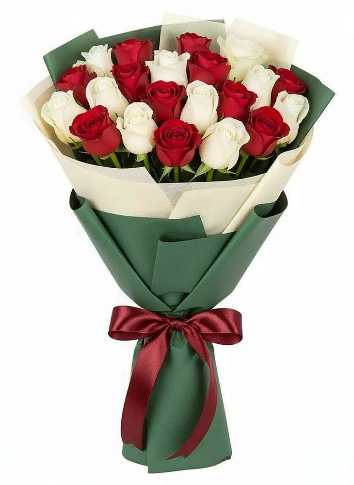 Букет Микс из красных и белых роз в Баргузине