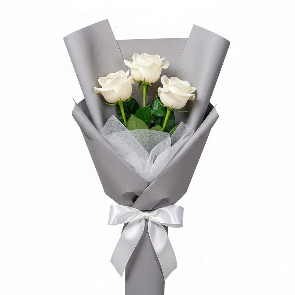 Букет 3 белые розы в Баргузине